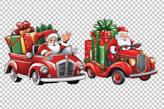 Santa Claus On Car Clipart Bundle - CraftNest - Digital Crafting and Art