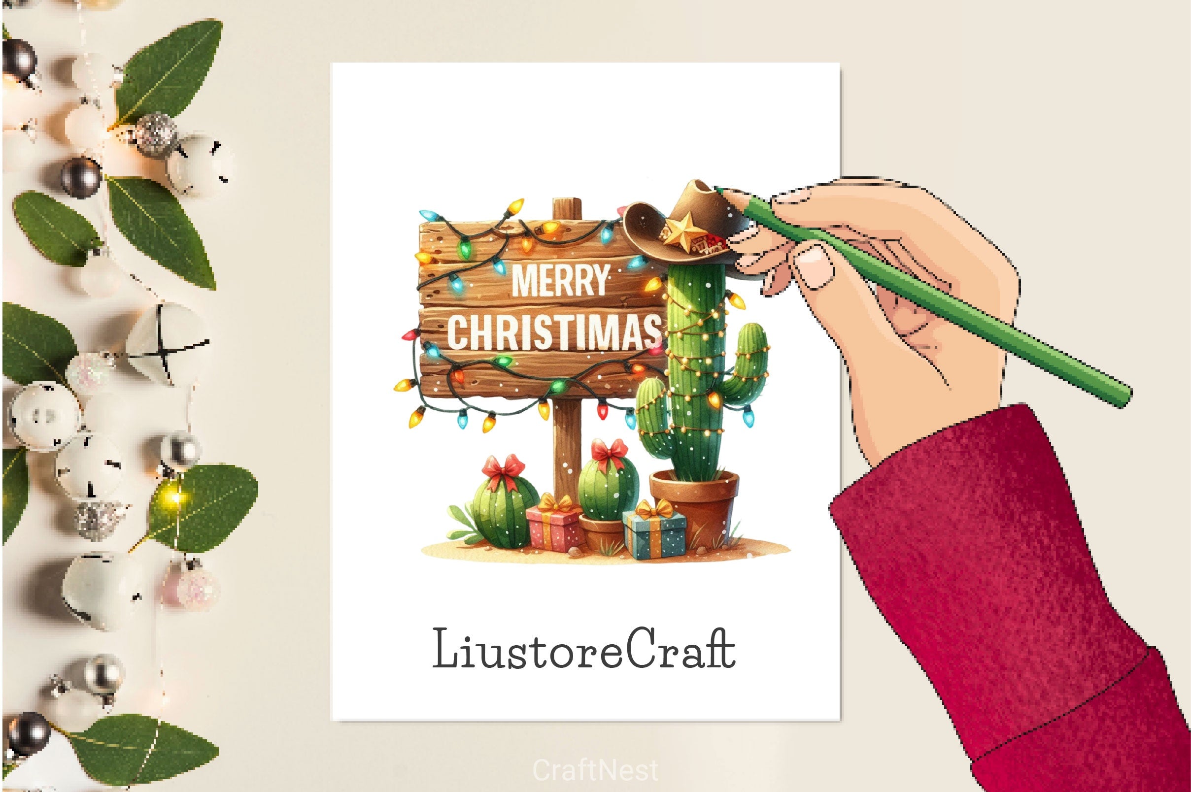 Western Christmas Clipart Bundle 3 - CraftNest - Digital Crafting and Art