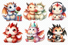 Cute Baby Dragon Valentine Clipart Bundle - CraftNest - Digital Crafting and Art