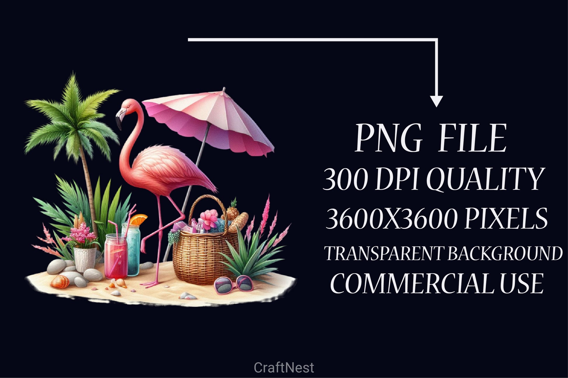 Summer Flamingo Clipart Bundle - CraftNest - Digital Crafting and Art