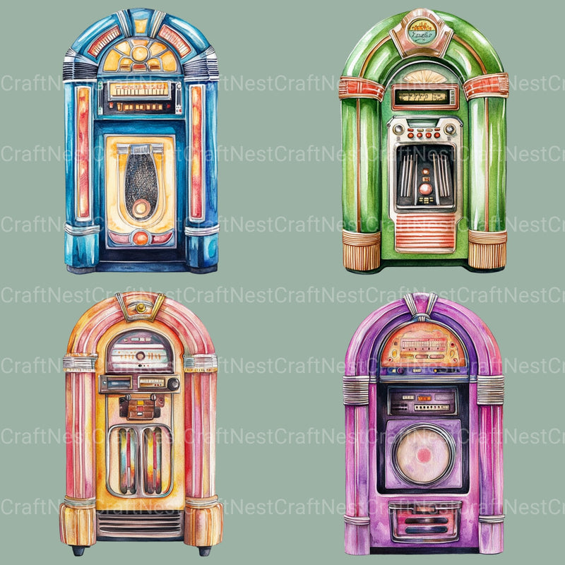 Jukebox Vintage Clipart Bundle - CraftNest - Digital Crafting and Art