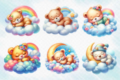 Sleeping Teddy Bear Clipart Bundle - CraftNest - Digital Crafting and Art