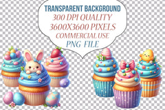 Cute Easter Cupcake Clipart Bundle - CraftNest - Digital Crafting and Art