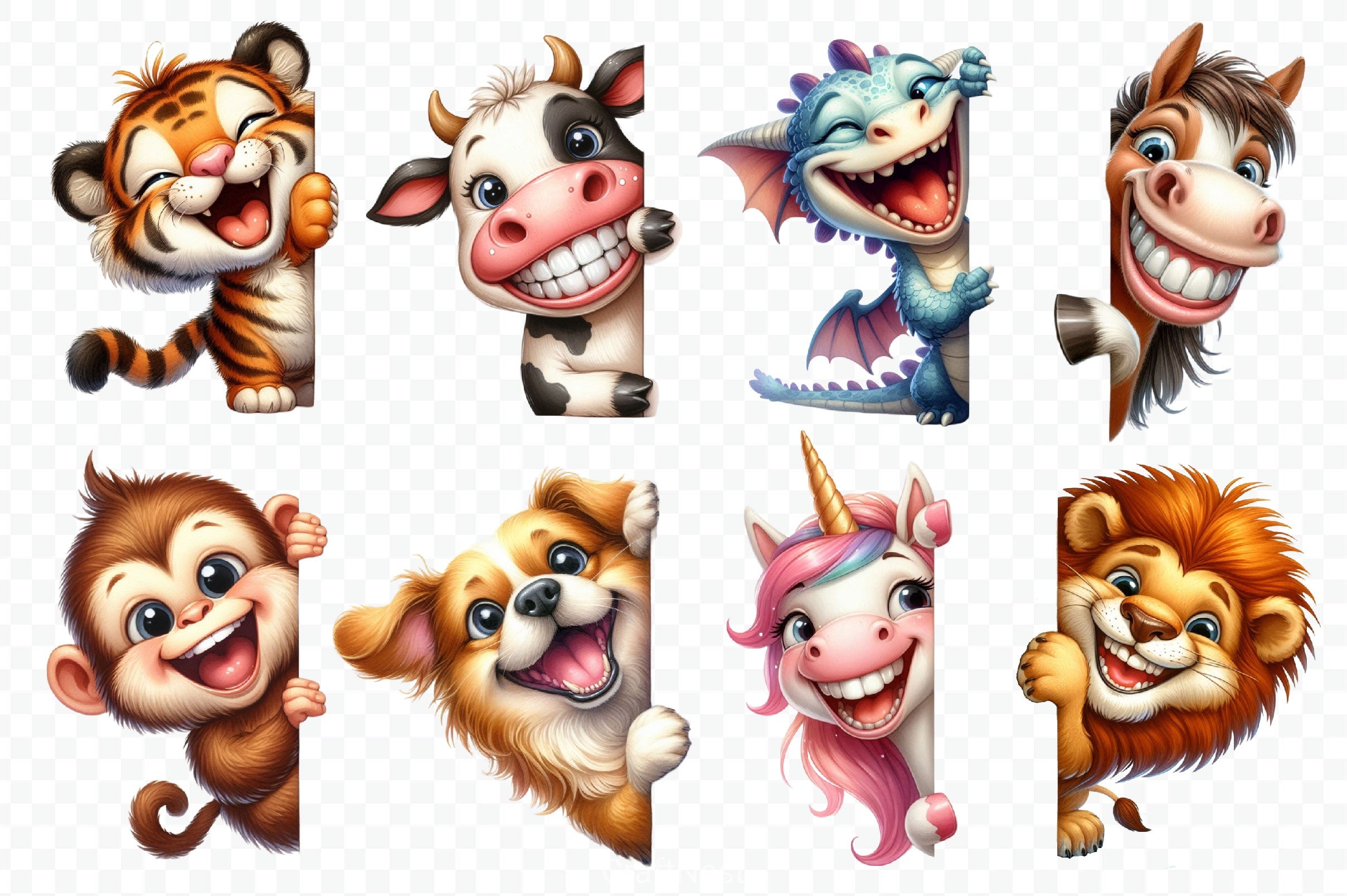 Funny Animals Peeking Around Corner Clipart Bundle 6 - CraftNest - Digital Crafting and Art