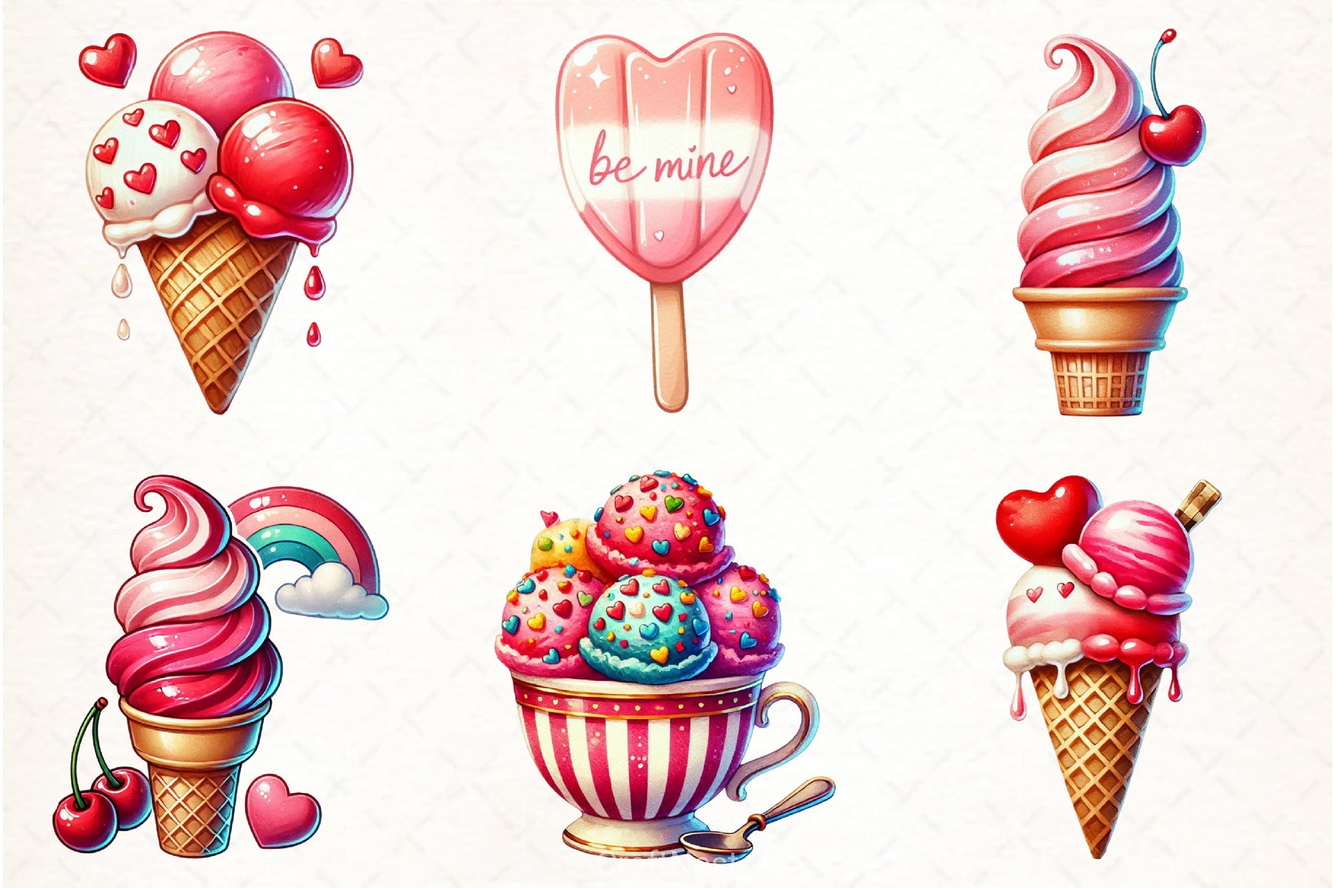 Valentine Ice Cream Clipart Bundle - CraftNest - Digital Crafting and Art
