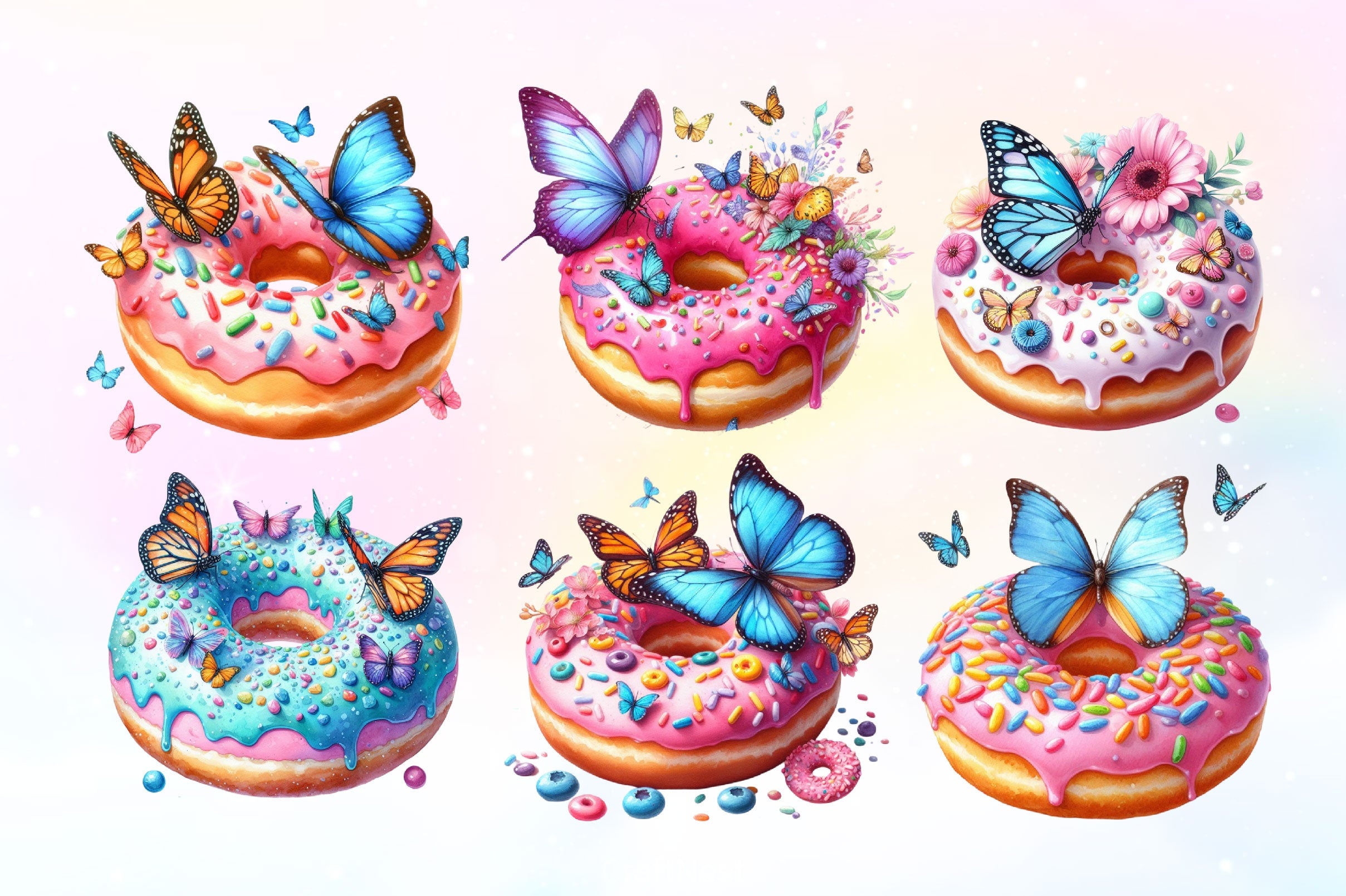 Butterfly Donuts Clipart Bundle - CraftNest - Digital Crafting and Art
