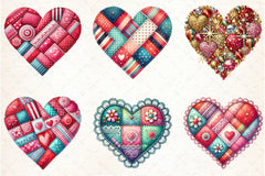 Patchwork Heart Valentine's Clipart Bundle - CraftNest - Digital Crafting and Art