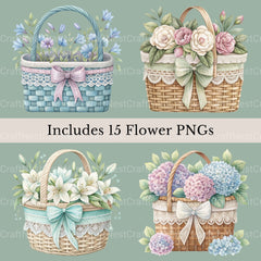 Flower Baskets Clipart Bundle - CraftNest - Digital Crafting and Art