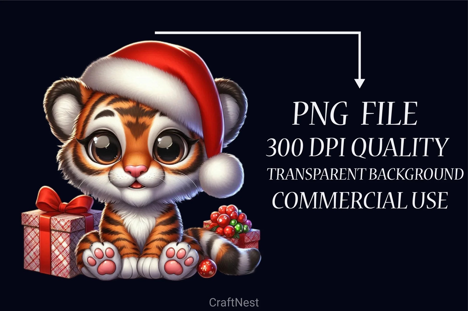 Cute Tigers Christmas Clipart Bundle - CraftNest - Digital Crafting and Art