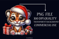 Cute Tigers Christmas Clipart Bundle - CraftNest - Digital Crafting and Art