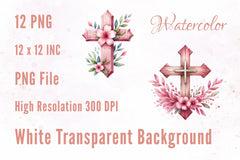 Pink Wooden Cross Clipart Bundle 2 - CraftNest - Digital Crafting and Art