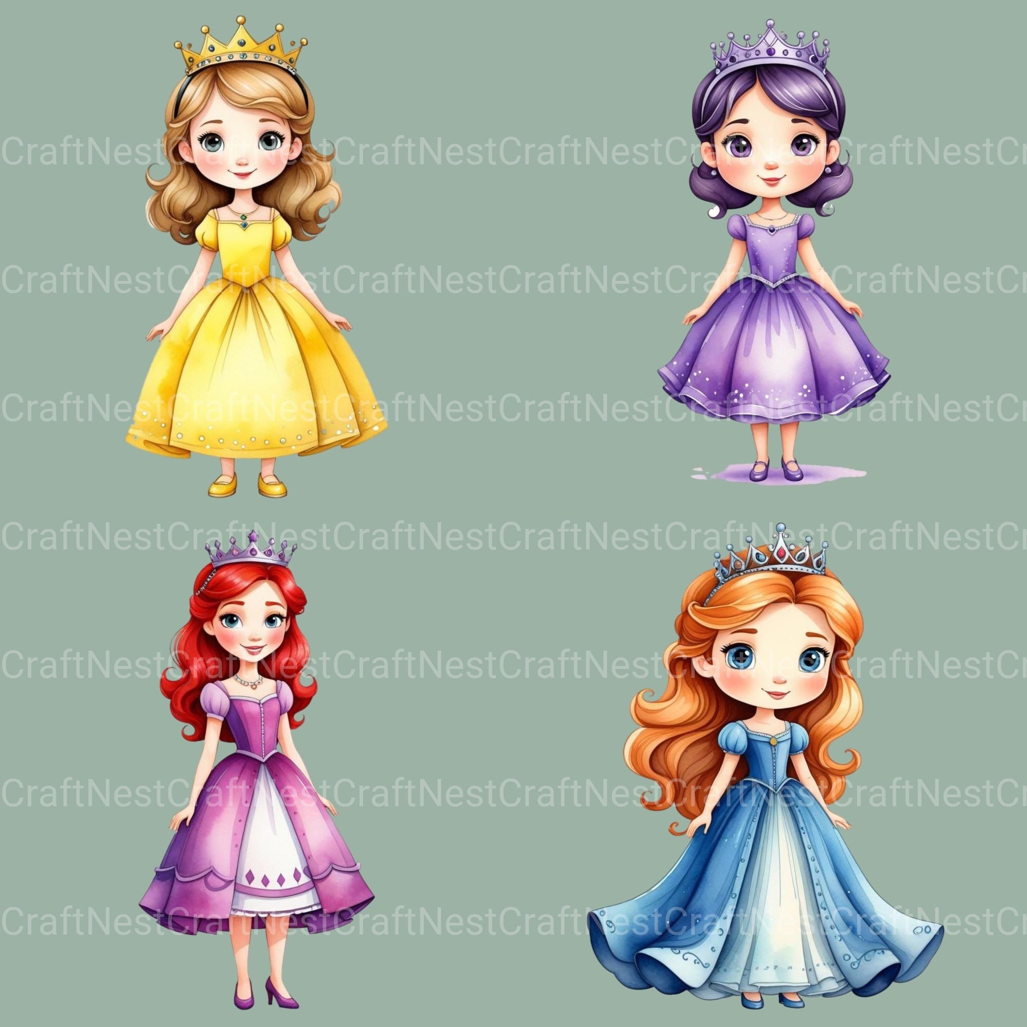 Princesses Clipart Bundle - CraftNest - Digital Crafting and Art