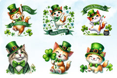 St Patrick's Day Cats Clipart Bundle - CraftNest - Digital Crafting and Art