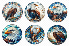 Bald Eagle Stained Glass North America Clipart Bundle - CraftNest - Digital Crafting and Art