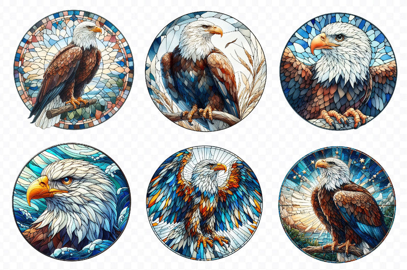 Bald Eagle Stained Glass North America Clipart Bundle - CraftNest - Digital Crafting and Art