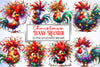 Christmas Rooster Clipart Bundle