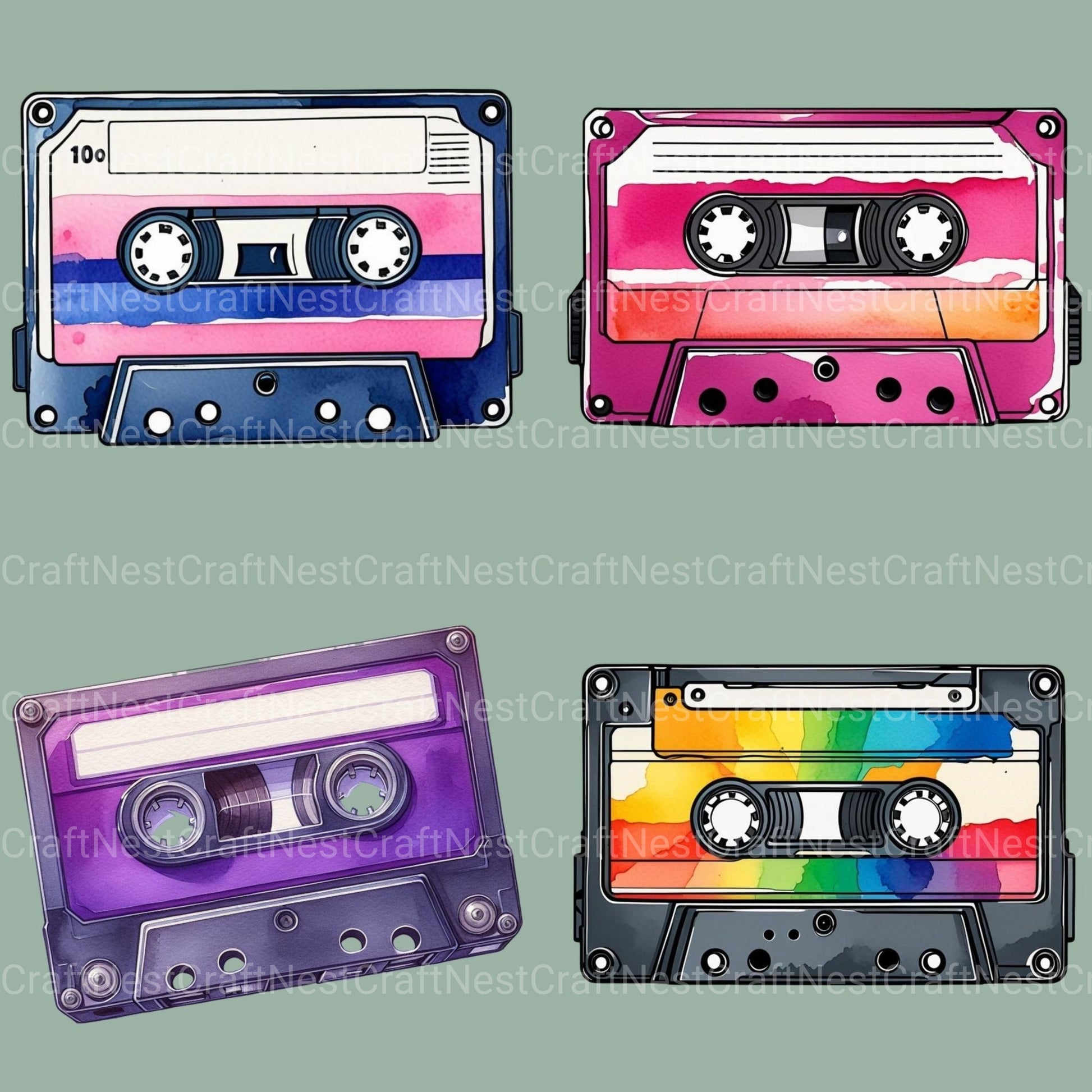 Vintage Cassette Tapes Clipart Bundle - CraftNest - Digital Crafting and Art