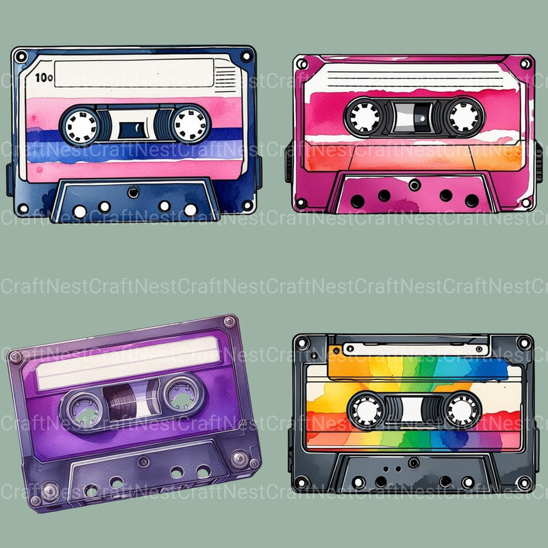 Vintage Cassette Tapes Clipart Bundle - CraftNest - Digital Crafting and Art