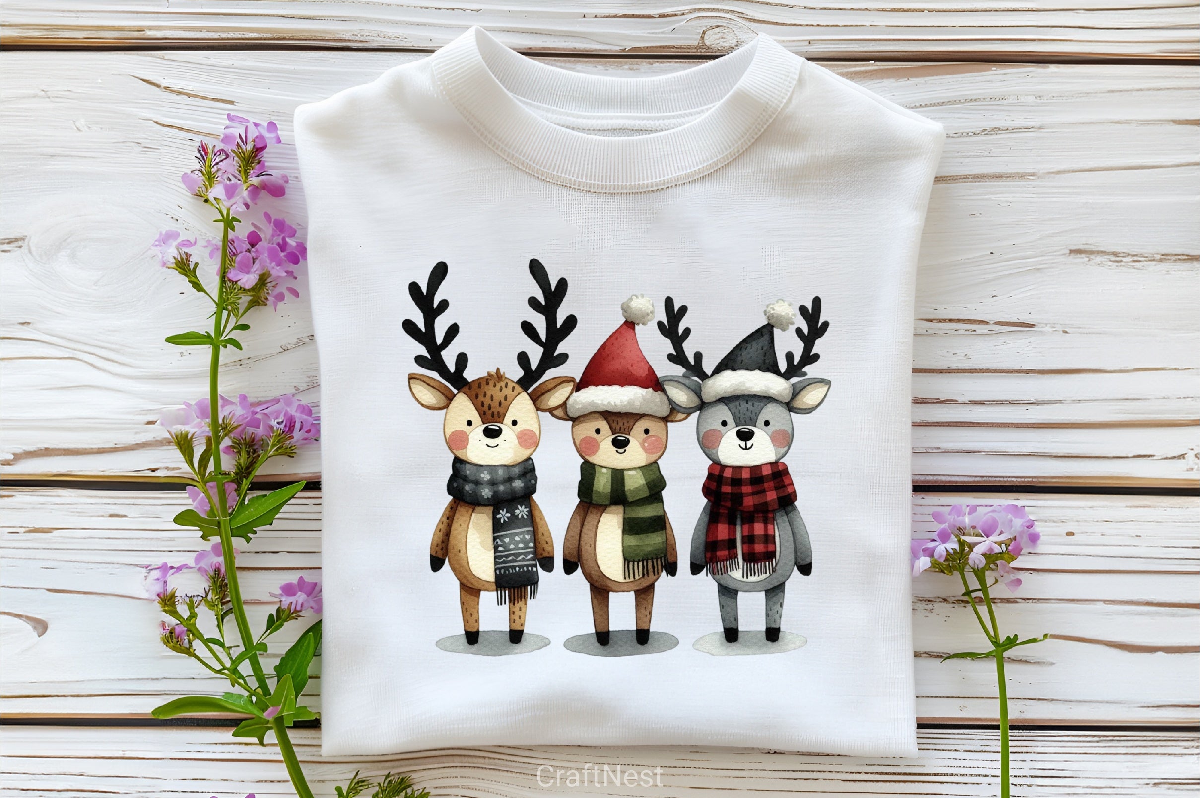 Christmas Reindeer Friends Clipart Bundle 1 - CraftNest - Digital Crafting and Art