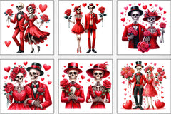 Valentine Skeletons Couple Clipart Bundle - CraftNest - Digital Crafting and Art