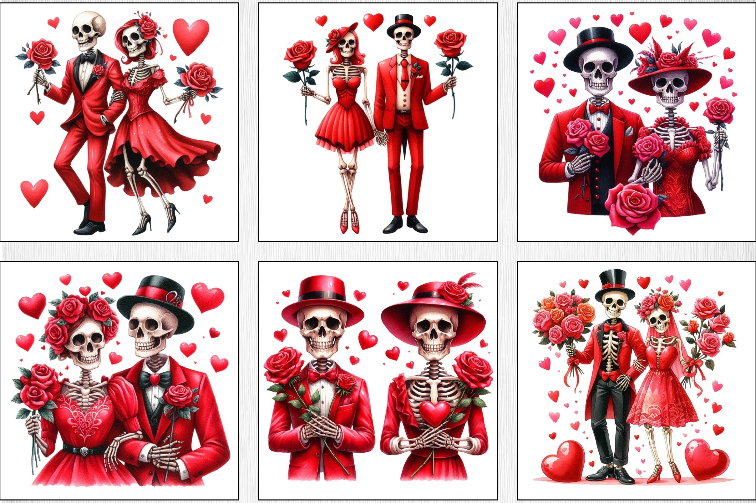 Valentine Skeletons Couple Clipart Bundle - CraftNest - Digital Crafting and Art