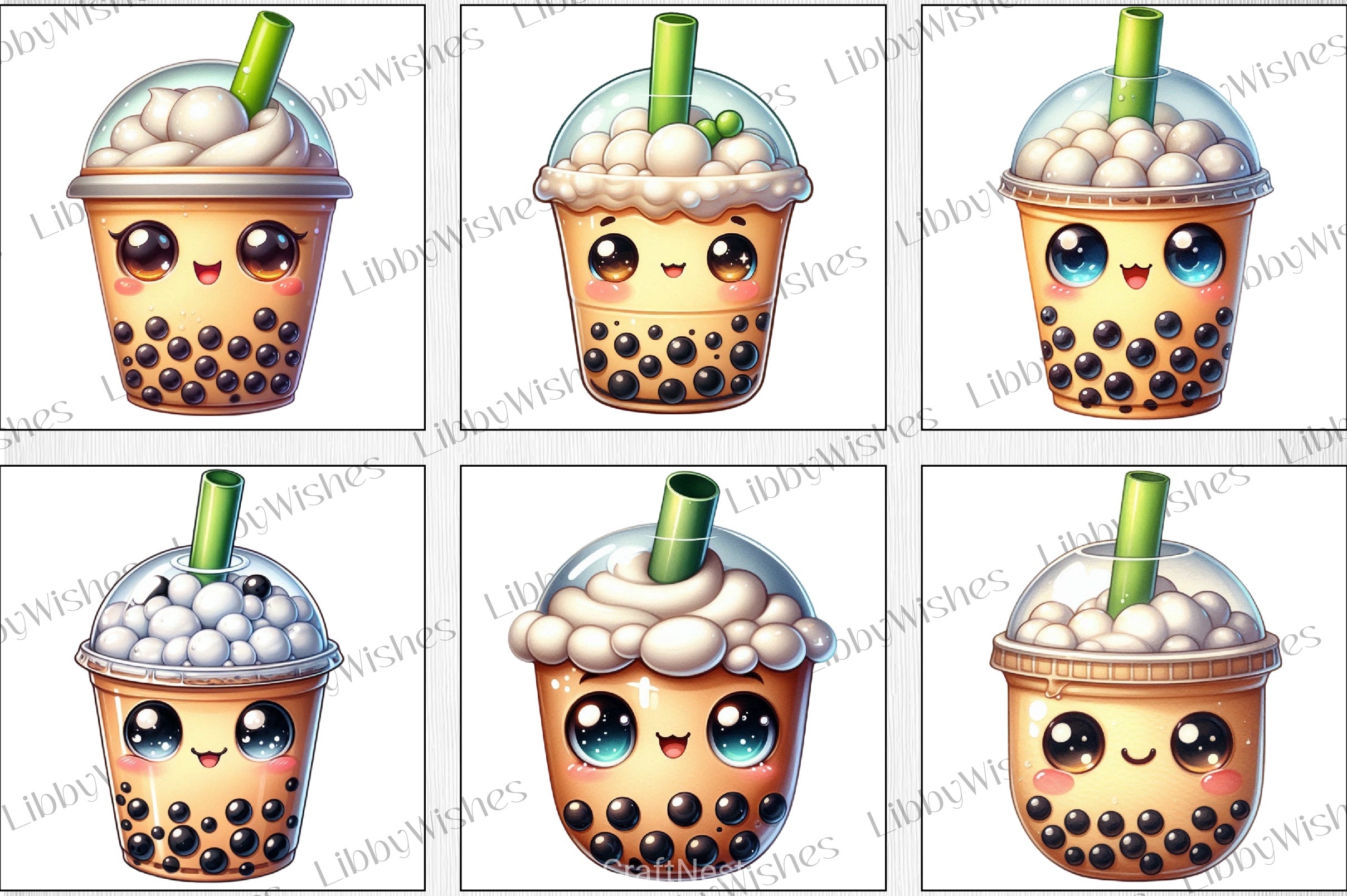 Kawaii Boba Tea Clipart Bundle - CraftNest - Digital Crafting and Art