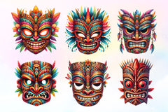 Festival Tiki Mask Clipart Bundle 2 - CraftNest - Digital Crafting and Art