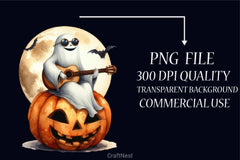 Cute Musician Ghost Clipart Bundle - CraftNest - Digital Crafting and Art