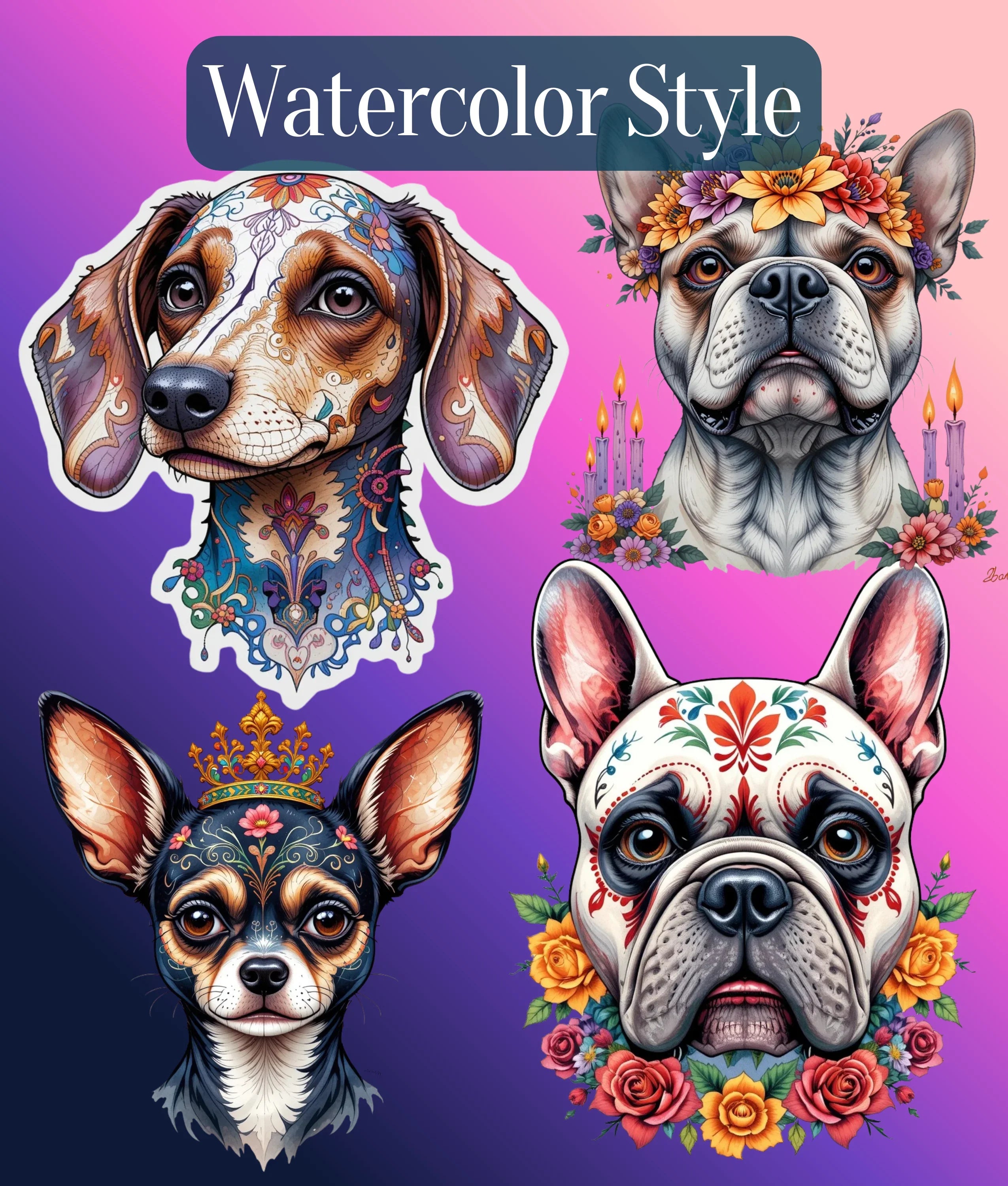 Dia de los Muertos Dogs Clipart Bundle - CraftNest - Digital Crafting and Art