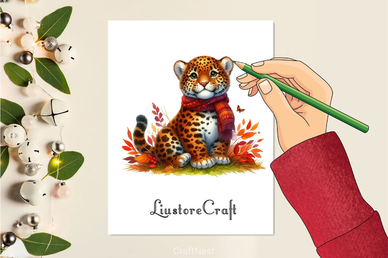 Cute Autumn Jaguar Clipart Bundle 2 - CraftNest - Digital Crafting and Art