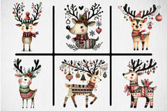 Christmas Reindeer Folk Art Clipart Bundle - CraftNest - Digital Crafting and Art