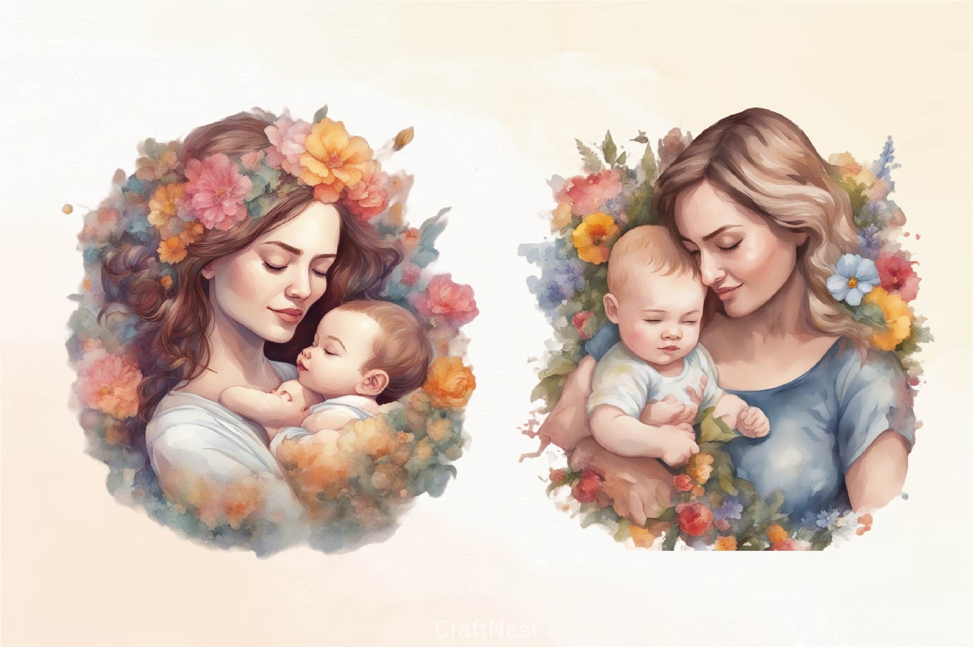Mother And Her Baby Clipart Bundle - CraftNest - Digital Crafting and Art