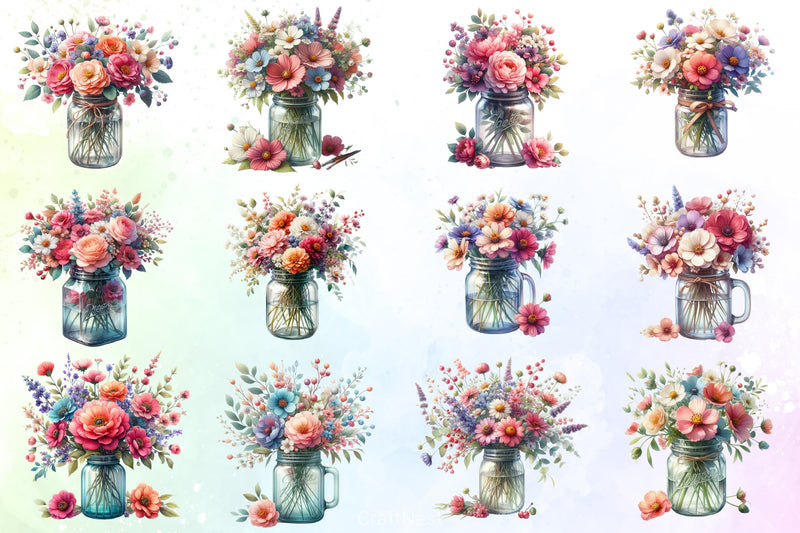 Flowers in Jar Clipart Bundle - CraftNest - Digital Crafting and Art