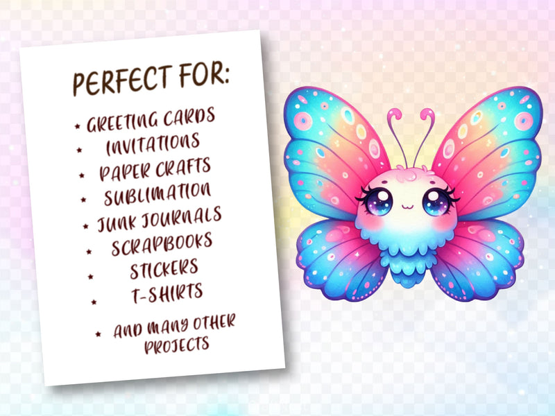 Kawaii Butterflies Butterfly Clipart Bundle - CraftNest - Digital Crafting and Art