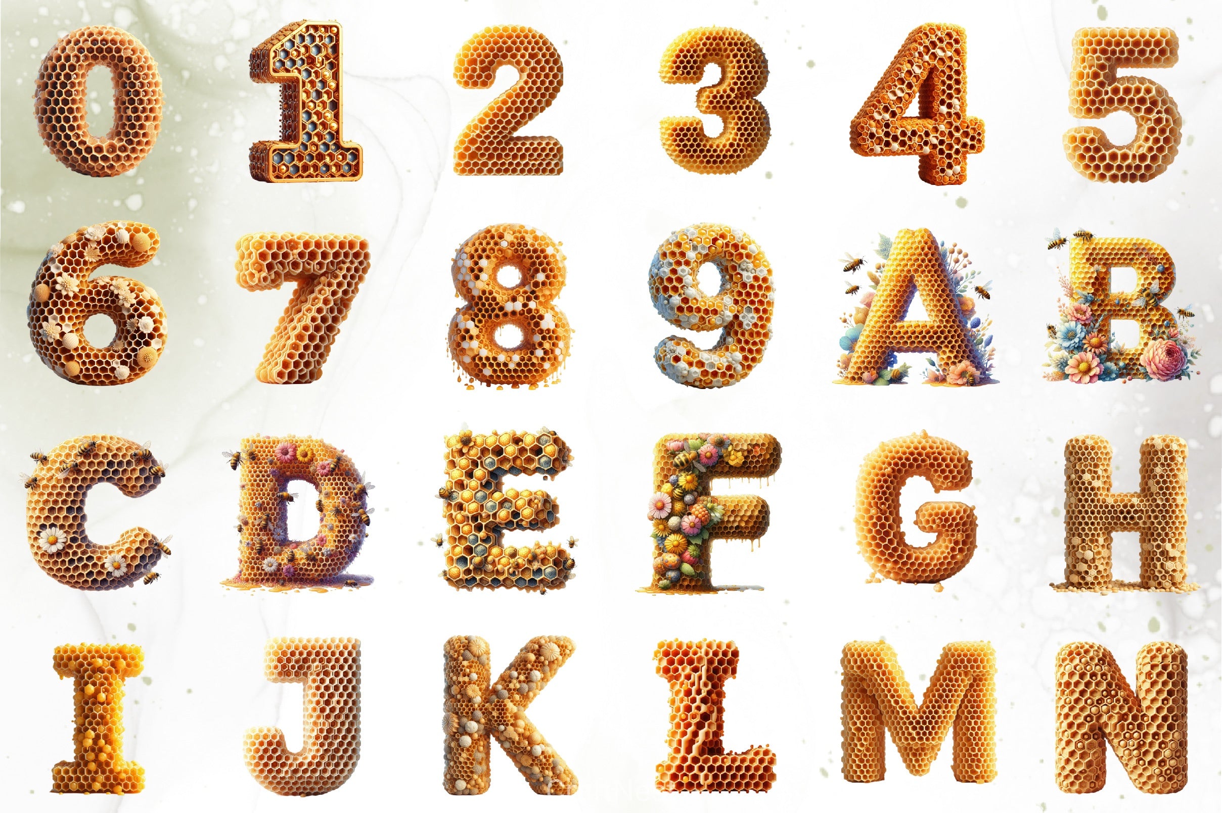 Honeycomb Alphabet Clipart Bundle - CraftNest - Digital Crafting and Art