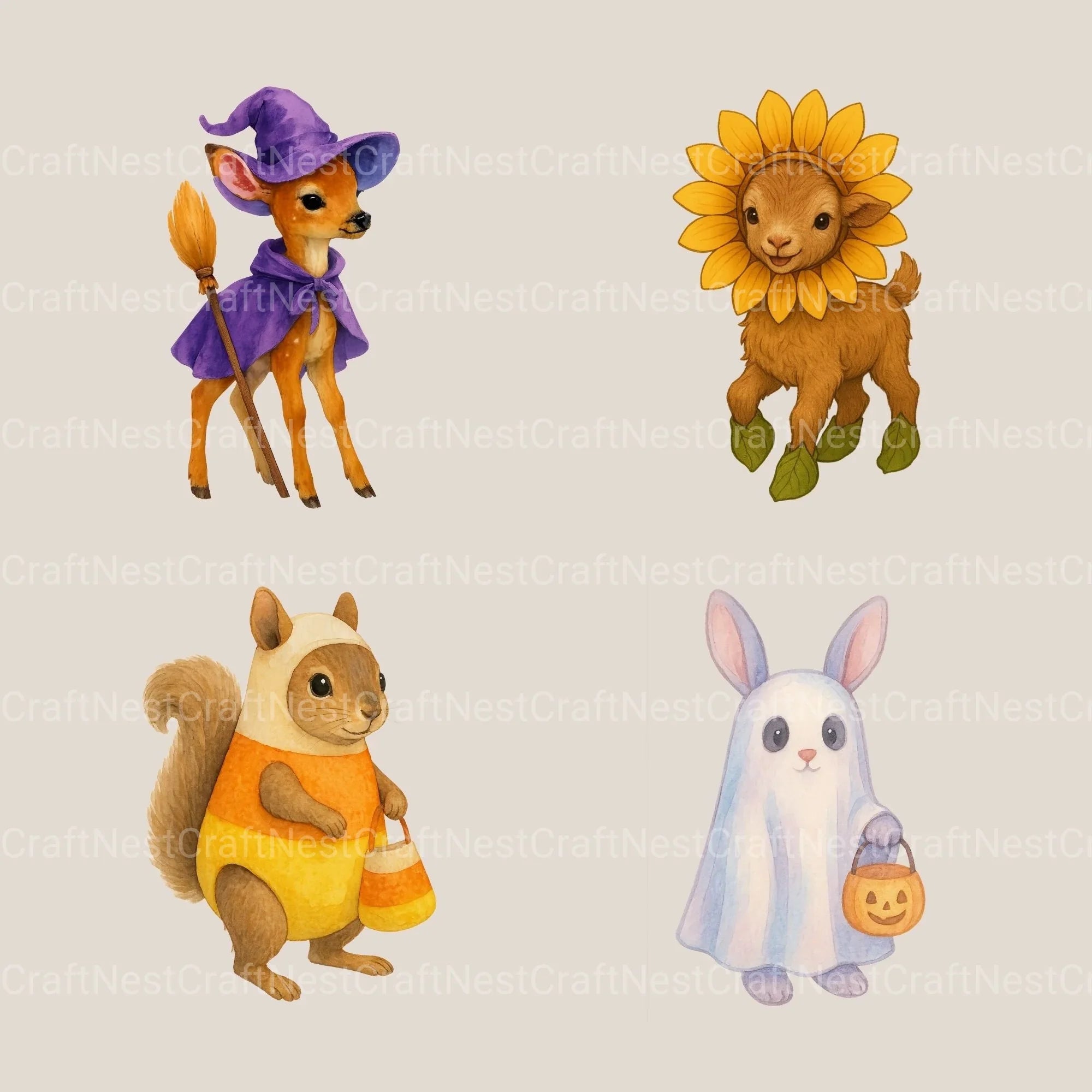 Halloween Animals 1 Clipart Bundle - CraftNest - Digital Crafting and Art