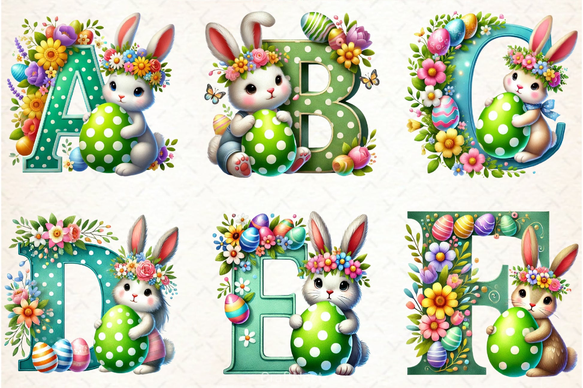 Easter Bunny Alphabet Clipart Bundle 3 - CraftNest - Digital Crafting and Art