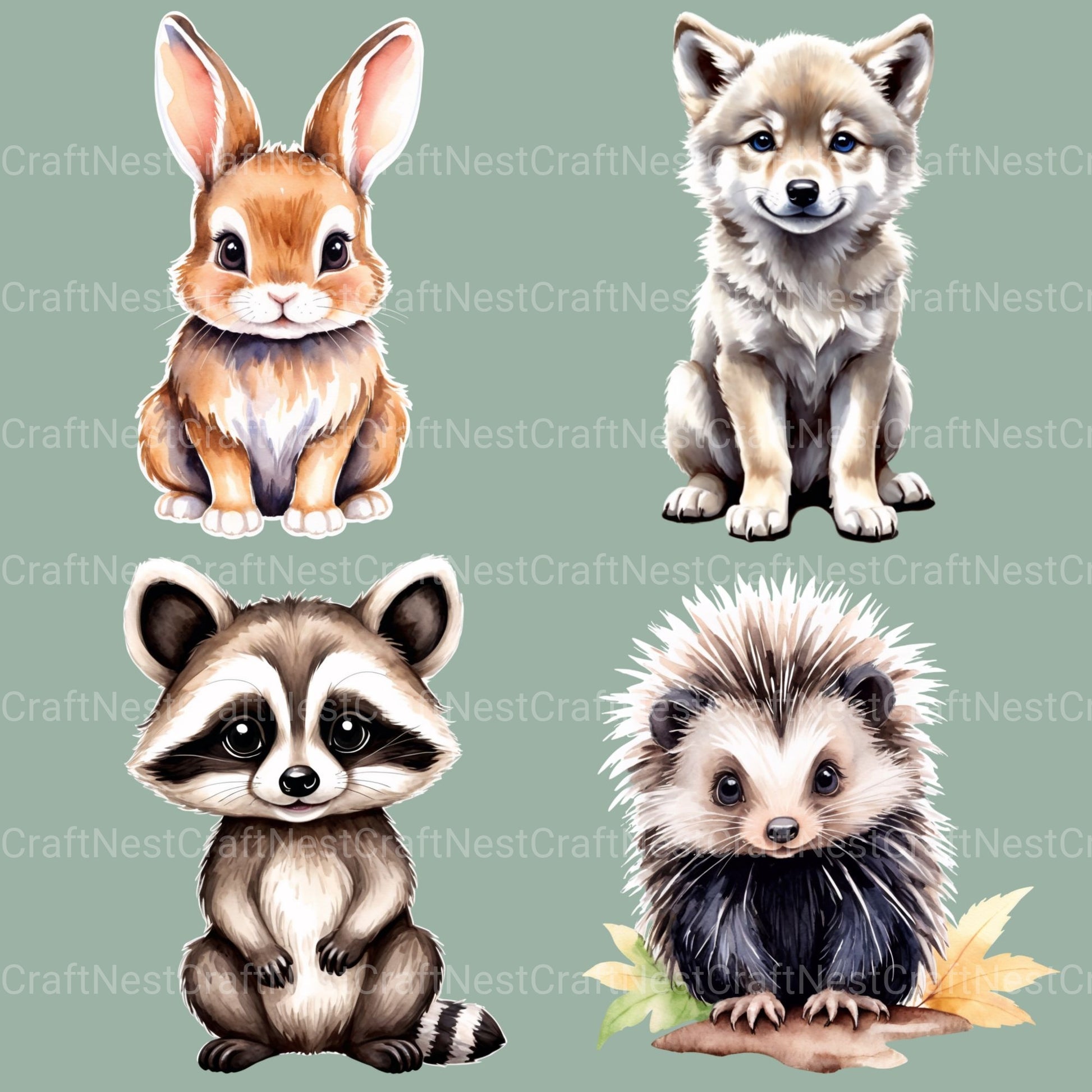 Woodland Animals 1 Clipart Bundle 3 - CraftNest - Digital Crafting and Art