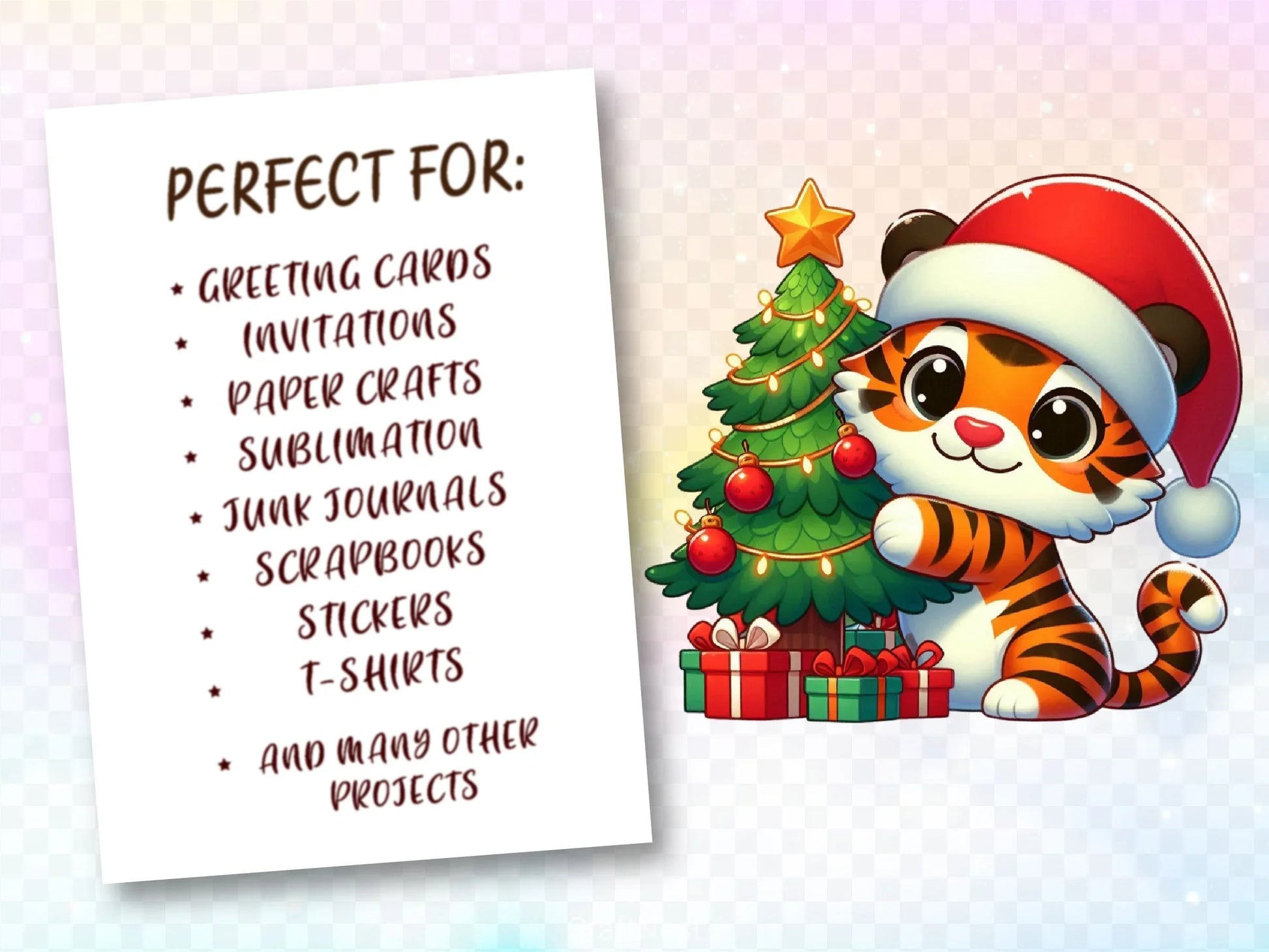 Cute Christmas Tiger Clipart Bundle 2 - CraftNest - Digital Crafting and Art