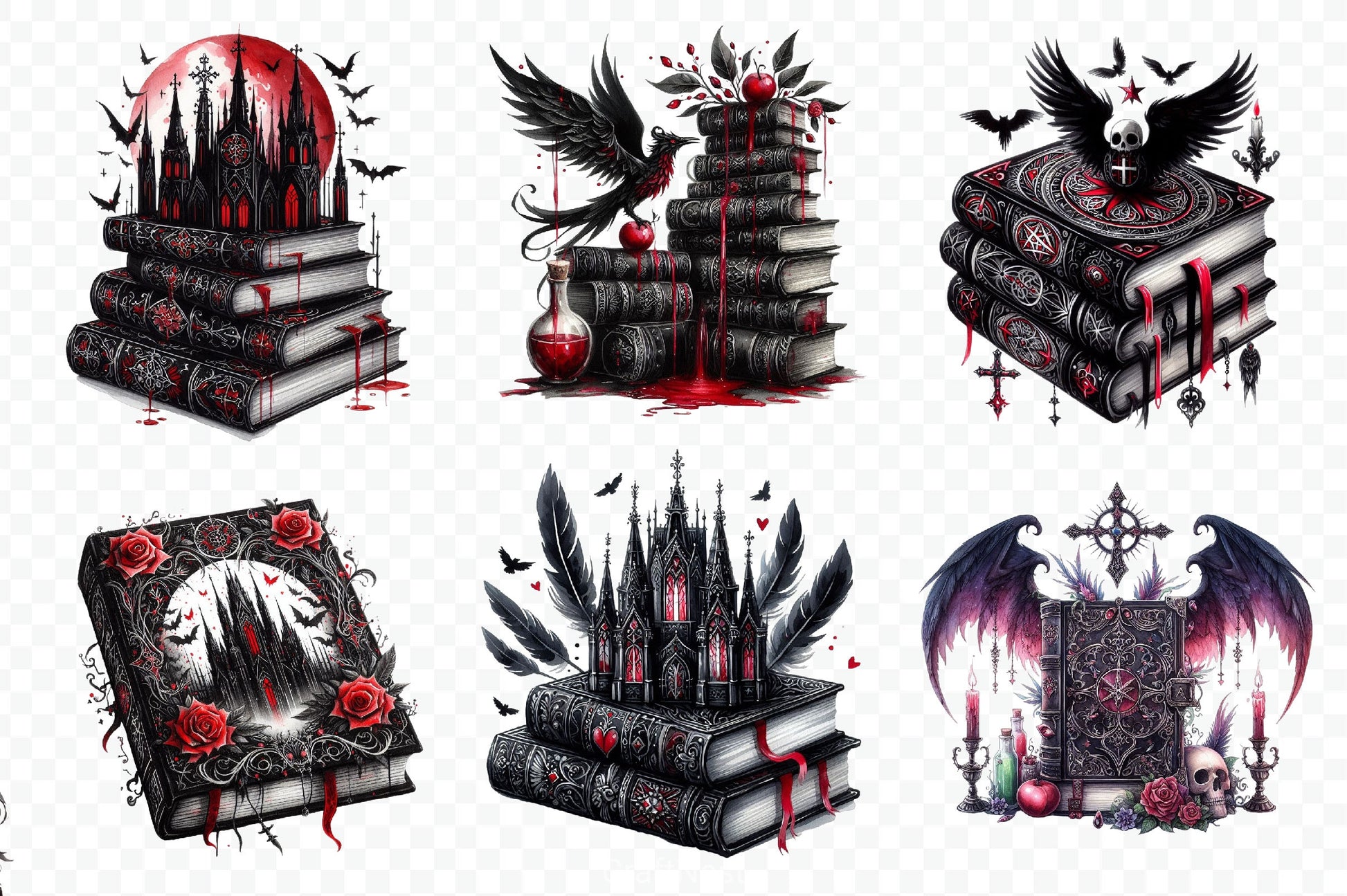 Gothic Fantasy Books Clipart Bundle - CraftNest - Digital Crafting and Art
