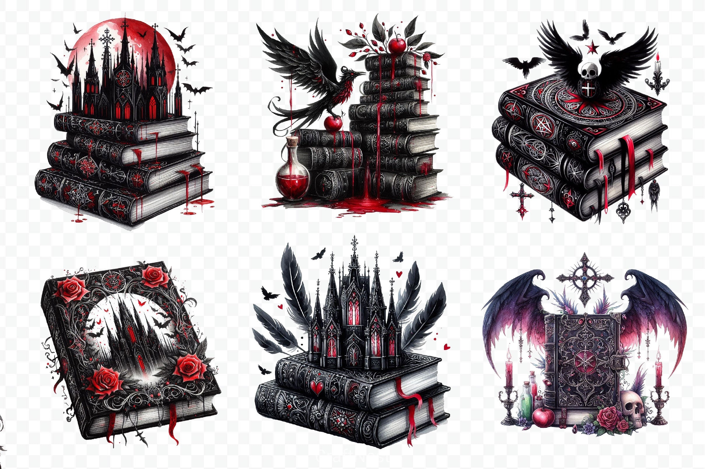 Gothic Fantasy Books Clipart Bundle - CraftNest - Digital Crafting and Art