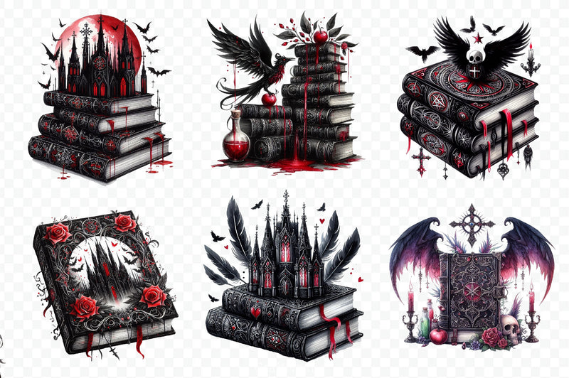 Gothic Fantasy Books Clipart Bundle - CraftNest - Digital Crafting and Art