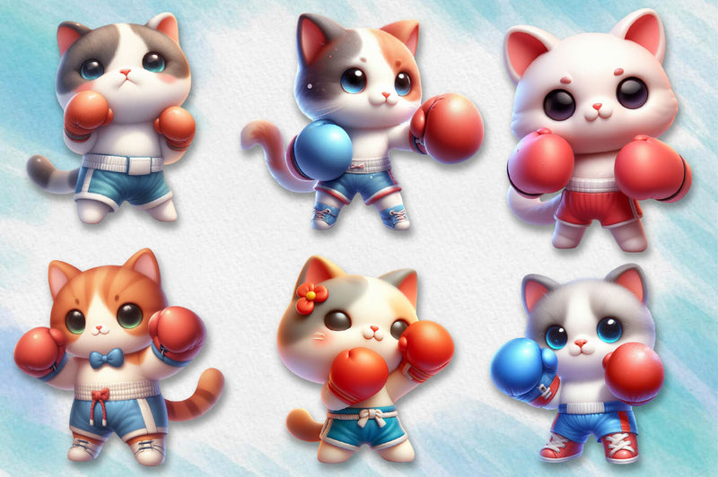 Boxing Cat Clipart Bundle - CraftNest - Digital Crafting and Art