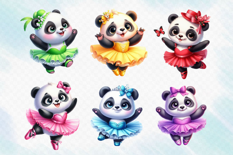 Ballerina Panda Clipart Bundle - CraftNest - Digital Crafting and Art