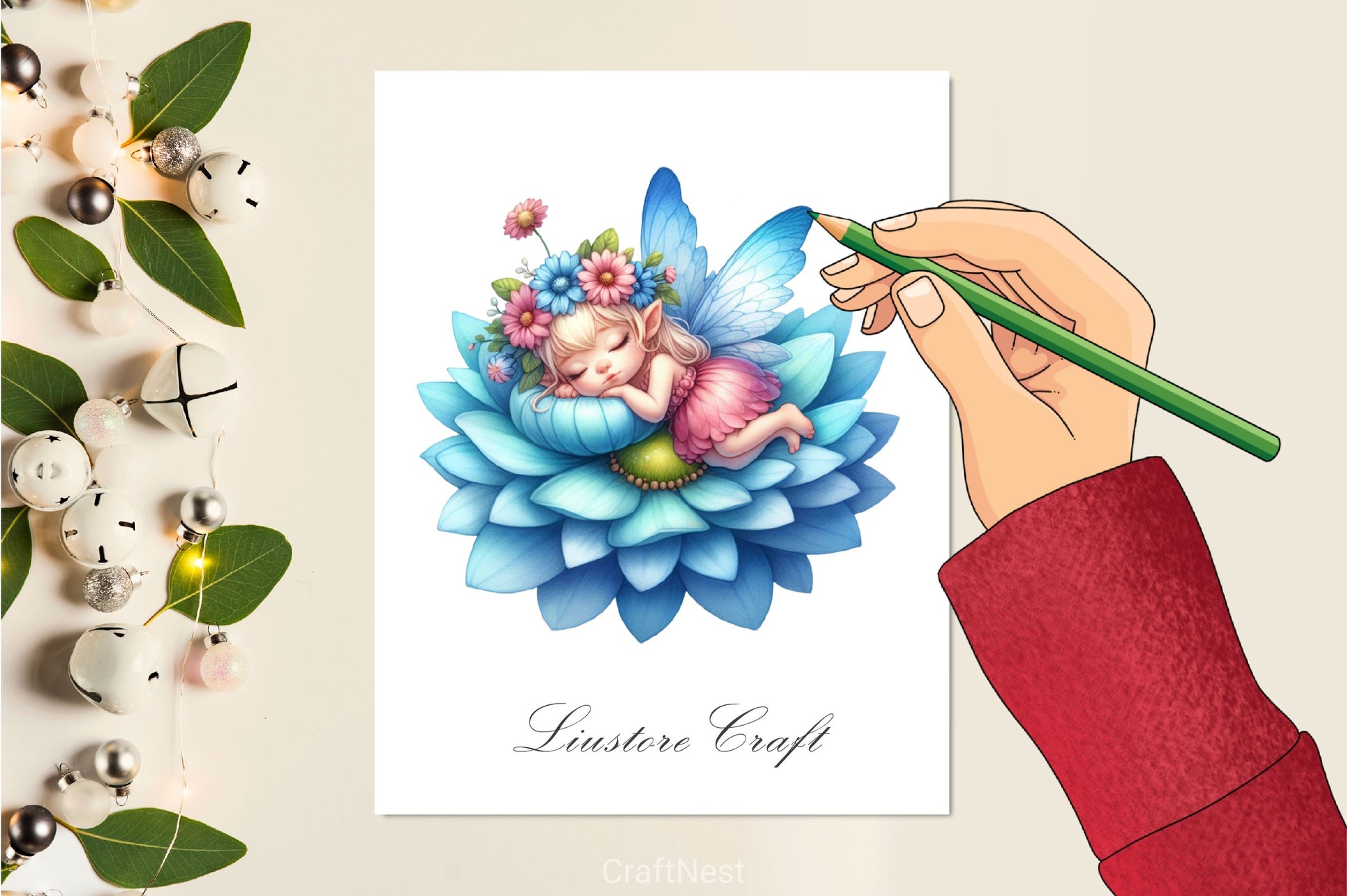 Baby Fairy Sleeping On Flower Clipart Bundle - CraftNest - Digital Crafting and Art
