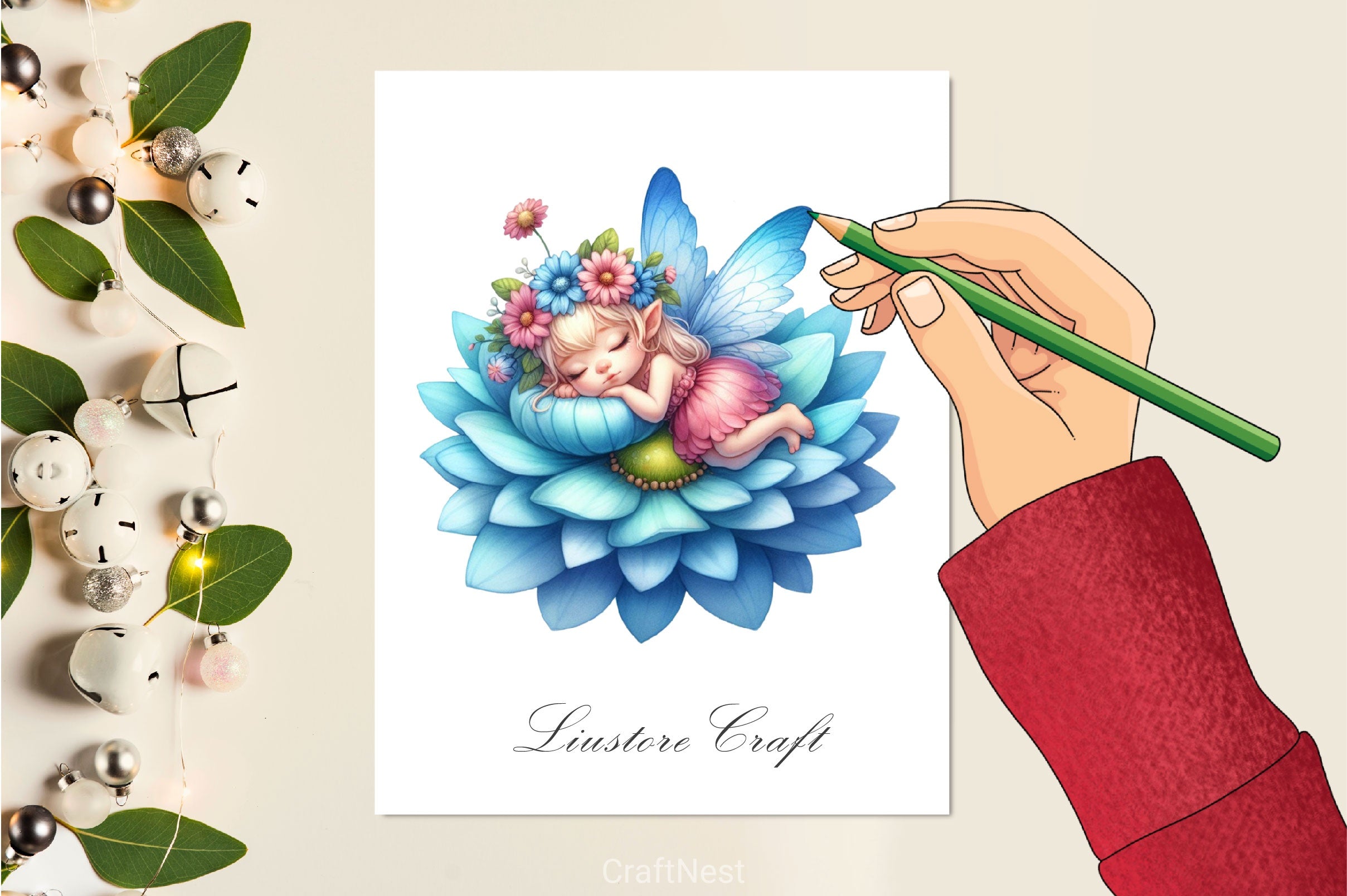 Baby Fairy Sleeping On Flower Clipart Bundle - CraftNest - Digital Crafting and Art