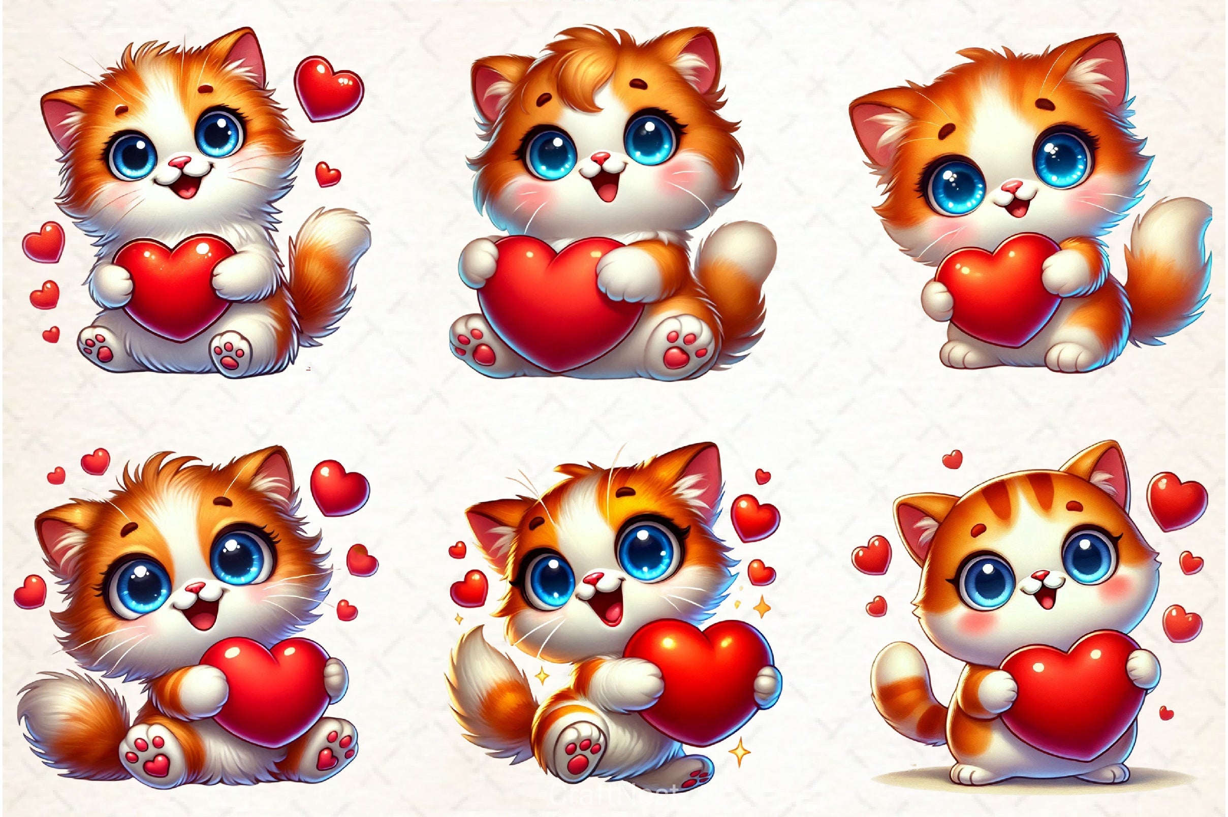 Valentine Cat Clipart Bundle - CraftNest - Digital Crafting and Art