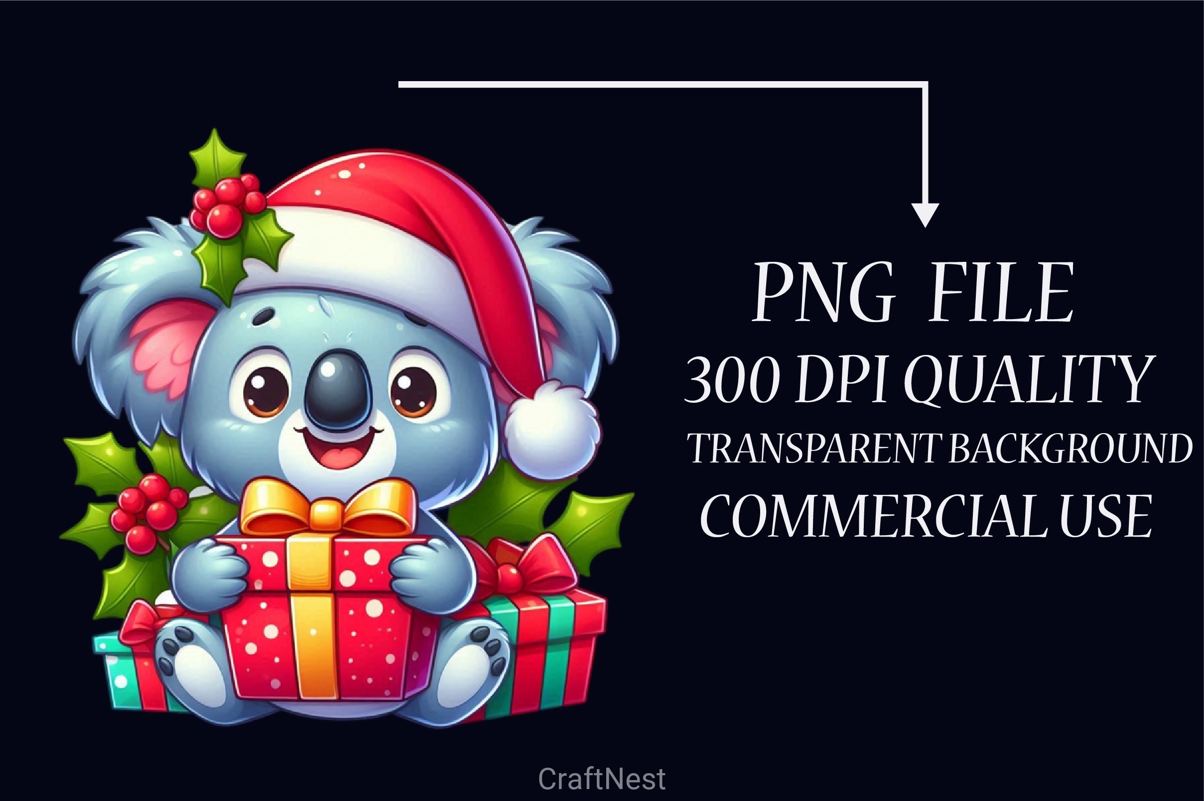 Christmas Koala Clipart Bundle 3 - CraftNest - Digital Crafting and Art