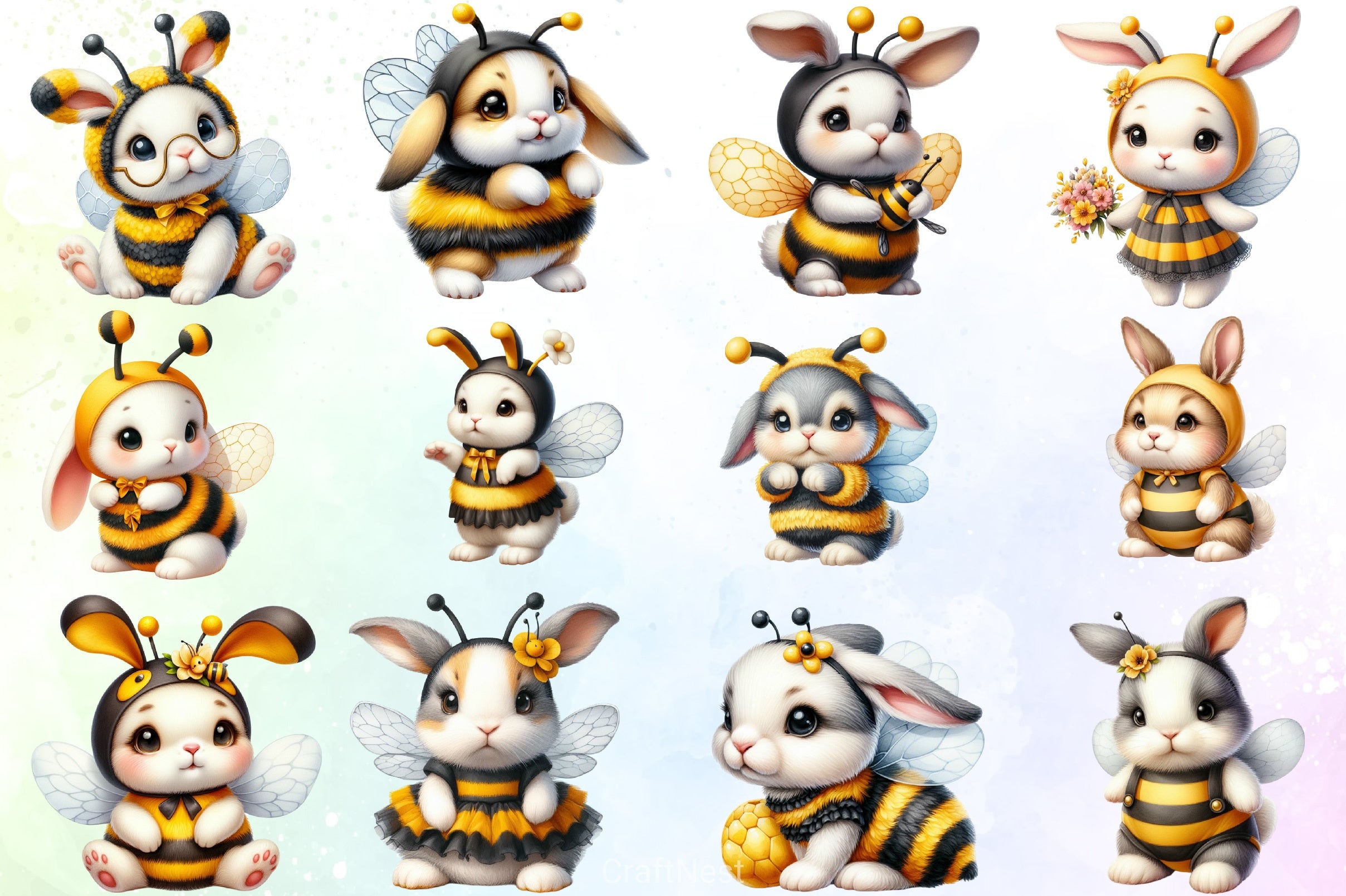 Bunny Bumblebee Clipart Bundle - CraftNest - Digital Crafting and Art