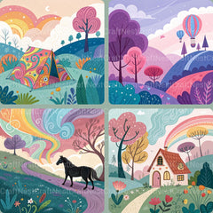 Whimsical Abstract Landscape Clipart Bundle - CraftNest - Digital Crafting and Art